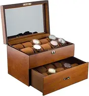 [ACLIC] Watch Case High Grade Retro Watch Storage Box Double Layer Wooden Large Capacity Watch Storage Box with Lock (excluding Watches) Watch Display Box