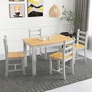 Luxsuite 5 Piece Dining Chairs and Table Pine Wood Dining Dining Set 4 Seater Wooden Rectangular Dining Table Kitchen Dining Room Home Lounge Grey & Oak