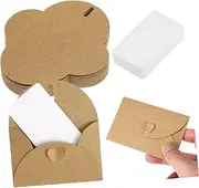 Angoily 60 Sets Paper Envelopes with Heart Clasp Decorative Love Letter Envelopes Blank Cards for Weddings Birthdays Greetings Rustic Design for All Occasions