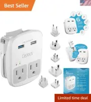 Universal Travel Adapter Kit - 2 USB, USB-C Cord+2 Outlets QC 3.0, Surge Pro...