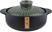 Lake Tian Ceramic/Clay Cooking Pot, Japanese Donabe, Chinese Ceramic/Casserole/Earthen Pot Cookware Stew Pot Stockpot with Lid Small Steam, 砂锅 (Green 2L/2.1QT)