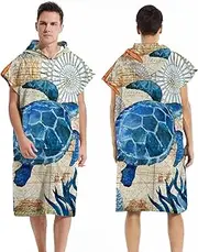 [LOMTRATS] Double-Sided Microfiber with Pockets Quick-Drying surf Cape Changing Towel Bathrobe Hoodie for Women and Men Swimming Beach Surfing Diving Home Bathing