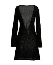 V-back knitted mini dress L Black