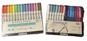 Zebra JOURNALING SET 10014 Set of 14 pc Brand NEW! 7 SARASA Clip Gel/7 Mildliner