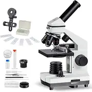 [MAXLAPTER] Microscope Kit for Kids Adults Mechanical Stage Reflected/Transmitted Illumination Wide-Field Eyepieces