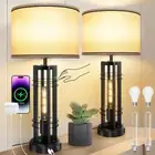 Tisuokae Bedside Lamps Set of 2, 3 Way Dimmable Bedside Table Lamp with LED N...