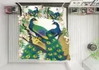 3D Peacock Feather NAO520 Bed Pillowcases Quilt Duvet Cover Set Queen King Fay