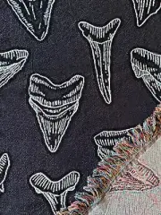 Sharks Teeth Woven Blanket | Shark Tooth Throw Blanket | Coastal Home
