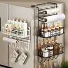 Carbon Steel Spice Storage Rack Wall Hanging Fridge Shelf Rack for Home
