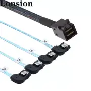 MINI SAS HD SFF-8643 to 4 Port SATA Left-angle Connection Cable for Server