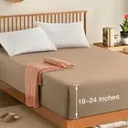 Queen Extra Deep Pocket Fitted Sheet - 1800 Thread Count Hotel Quality, Taupe Mi