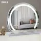 半圆银色梳妆镜台式化妆镜现代简约镜子LED美妆镜 卧室补光镜