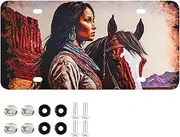 AIXIWAWA License Plate Cowgirl Print for Automobile Front Rear 12x6 in Standard Aluminum Alloy Metal Car Tags Decorative Plates
