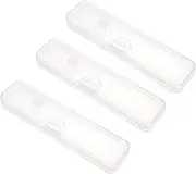 SWOOMEY 3 Pcs Transparent Travel Toothbrush Storage Boxes Portable Containers for Toothbrush Toothpaste and Essentials for Business and Vacation Use