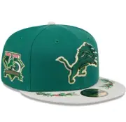 Detroit Lions Gold Holiday Novelty Holly New Era Exclusive 59Fifty Sz 7 1/4