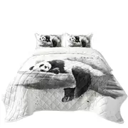 Black and White Drawing of a Cute Sleeping Panda Coverlet