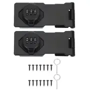 2 Pcs Password Rotary Hasp Locks Mechanical Cabinet Latch Locks 4.5" Black