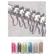 12 Pc Easy Glide Heavy Duty Hooks Decorative Shower Rod Curtain Rings Bathroom