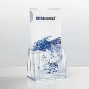VITAdisplays® Table Brochure Stands DIN Long Flyer Stand, Trifold DL Brochure Holder, Stable Table Brochure Stand, Pack of 2