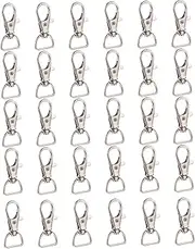 Gogogmee 30pcs Key Chain Keychain Clip Hooks Lanyard Snap Hooks Heavy Duty DIY Lobster Clasps Swivel Keychain Clasp D Type Lobster Clasps D Swivel Clasp Claw Clasp Dog Chain Alloy Silver