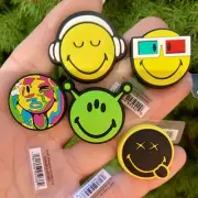 5 Piece Crocs Smiley Headphones, Alien, Tongue Out ,Grafitti,3D Glasses Jibbitz