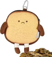 [Lpsdssre] Toast Coin Purse | Plush Backpack Pendant | Zipper Change Purse | Small Money Wallet | Cute Coin Pocket Unique Toast Shaped Design for Anyone Who Loves Cute and Quirky Accessories., Burnt Toast, Refer