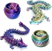 Claofoc 3D Printed Dragon Egg Mysterious Dragon Eggs with Dragon Inside, Home Office, Desk Decoration, Adults, Children, Gifts Toy (Laser Purple + Rainbow Colours)