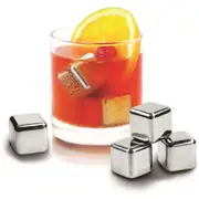 6pc Avanti Stainless Steel 2.5cm Reusable Ice Cubes Drink Chiller Set Silver