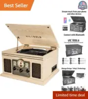 Nostalgic 6-in-1 Bluetooth Record Player with Built-in Speakers - Vintage Ent...