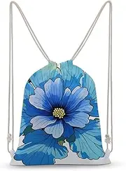 SDTKLHW Drawstring Backpack Blue Hibiscus Flower Printed Drawstring Bags Sport Gym Sackpack Sports Sackpack for Unisex Women 19.7" × 13.8", Style, 35x50cm, Rucksack Backpacks