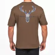 Hunters Element Alpha Stag Tee Premium Crew Neck T-shirt - Khaki #alpha Kha
