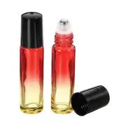 2pcs 10mL Roller Bottles, Glass Essential Oil Refillable Containers, Red Yellow