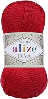 [Alize] Diva Silk Effect 100% Microfiber Acrylic Yarn 1 Ball/Skein 100gr 383yds Color (106 - Red)