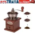 Retro Wooden Coffee Grinder Ceramic Conical Burr Portable Hand Crank Coffeemaker