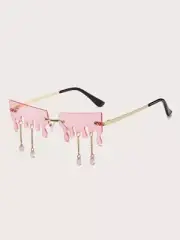 Chain & Bead Decor Fashion Glasses