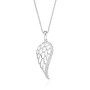 Sterling Silver Diamond Set Angel Wing Pendant