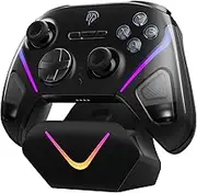 EasySMX D10 Wireless Gaming Controller – Bluetooth Gamepad with TMR Joysticks, Dual-Mode Triggers, Mechanical Buttons, 1000Hz Polling, RGB Lights – for PC, Switch, Android, iOS – with Charging Dock