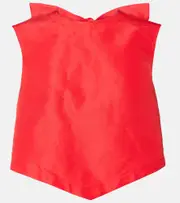 [Patou] Patou Bow-detail open-back faille crop top AU 14 red