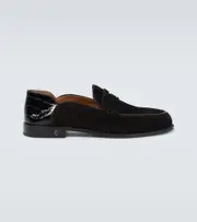[Christian Louboutin] Christian Louboutin Penny No Back suede and croc-effect loafers AU 7 black