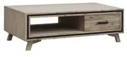 Coffee Table Solid Wood Acacia & Veneer Frame 2 Drawers Storage Sliver Brush Colour