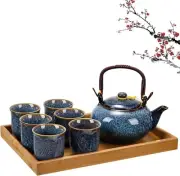 Japanese Tea Set Asian Tea Set for Adults with 1 Teapot 6 Tea Cups 1 Tea Tray Tr