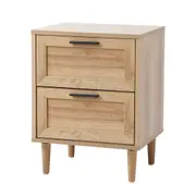 Oikiture Bedside Table Nightstand 2 Drwers Side End Table Storage Natural