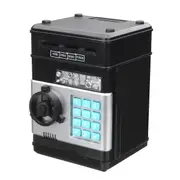 Code Key Lock Piggy Bank Coins Cash Saving Money Box Counter Mini Safe Box Gift For Children BLACK