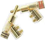 ARTIBETTER 2pcs Zinc Alloy Speaker Terminals Right Angle Plug Adapter Abs Banana Plugs for Amplifiers Golden Locking Banana Connectors