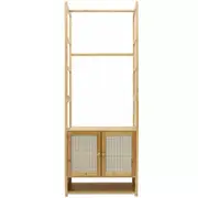 Fin Bamboo Clothing Garment Rack Side Bar Scarfs Hanger Stand Rattan Cabinet Storage