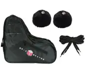 New! EPIC Skates Black Roller Skate Accessory 3 Pc. Bundle Bag Laces & PomPoms