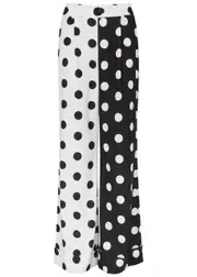 Alice + Olivia Tomasa Polka-dot Wide-leg Trousers - Black And White - 10 (UK14 / L) 10 (UK14 / L)
