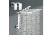 ACA 12" Stainless steel Shower Head Square Gooseneck Shower arm Twin Shower taps set Chrome