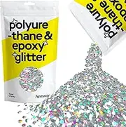 Hemway Polyurethane & Epoxy Resin Glitter 100g / 3.5oz Metallic Crystal Flake Additive for Flooring Jewelry Tumblers Glass Pigment - Super Chunky (1/8" 0.125" 3mm) - Silver Holographic