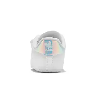 【adidas 愛迪達】童鞋 Superstar Crib 小童 學步鞋 白 炫彩 魔鬼氈 小白鞋 愛迪達(BD8000)